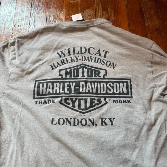 Harley-Davidson Men's Tan Graphic Long Sleeve Tee - Picture 4 of 6